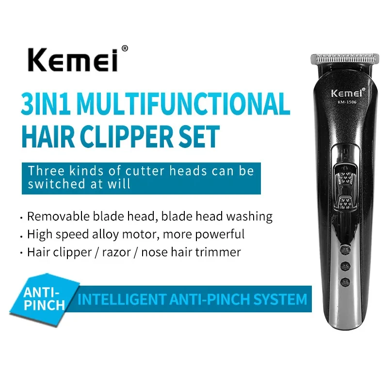 Kemei KM-1506 3 in 1 Electric Shaver USB Charging Hair trimmer Electric Rechargeable Nose Professional Shaving Machine 2