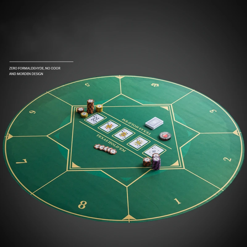 New Design Portable Round Poker Table Mat Flannel Surface Texas Holdem