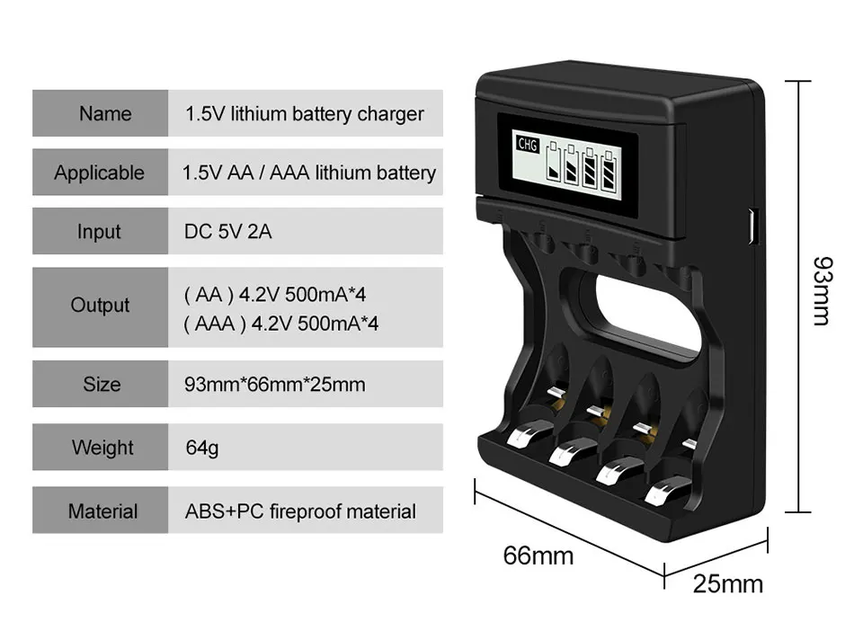 100 Original AA AAA Battery 1.5V Rechargeable Lithium ion Battery