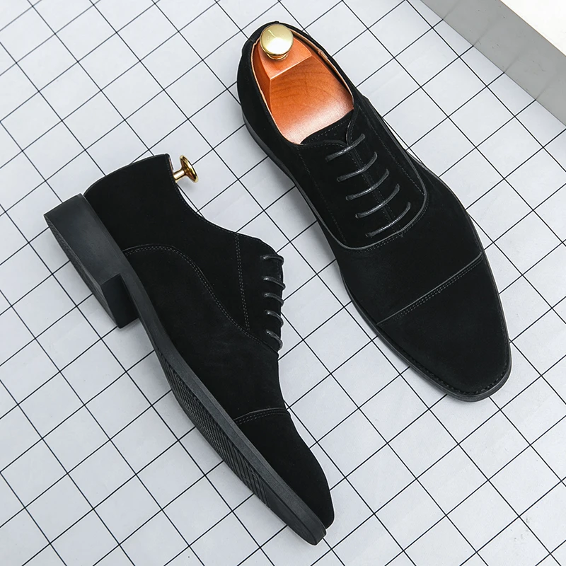 Men Derby shoes casual gentleman fashion business men dress shoes suede leather classic