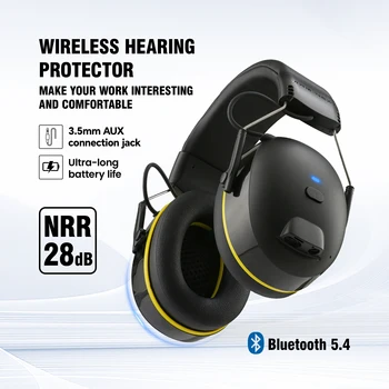 Cuffie antirumore di sicurezza con riduzione del rumore, protezione dell'udito Bluetooth, cuffie con protezione per le orecchie, per caccia, tiro, negozi di lavoro
