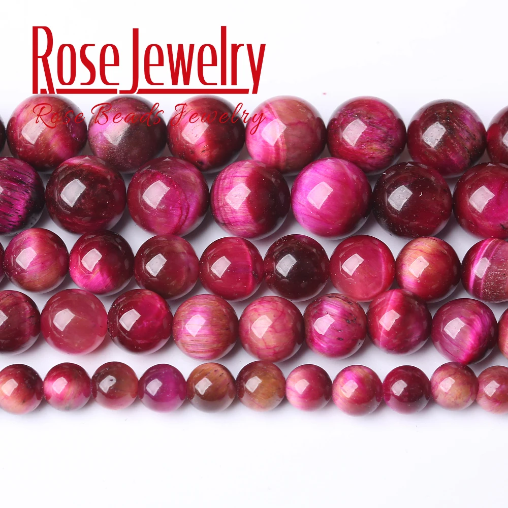 

Free Shipping AAA Natural Rose Stone Red Tiger Eye Round Beads 6 8 10 Mm Size for Jewelry Making Diy Bracelet Necklace 15"Strand