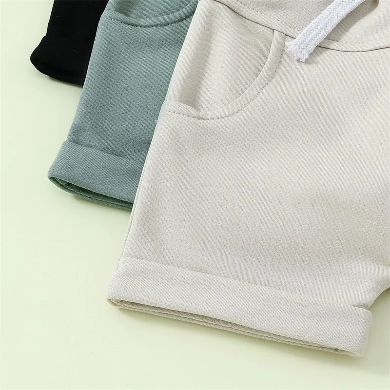 Toddler Baby Boy Shorts Solid Color Elastic Waist Shorts Casual Shorts 3 Pack Summer Clothes