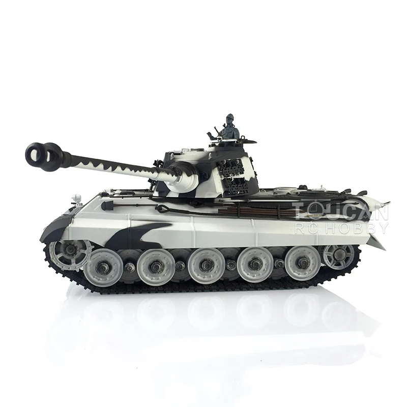 HENG LONG 2.4G 1/16 7.0 King Tiger RTR RC Tank 360° 3888A Barrel Recoil Gearbox White Steel Gearbox Tiger II Toy 4