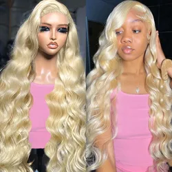 Blonde 613 HD Body Wave Transparent 13x4 Lace Frontal Human Hair Wigs Brazilian Remy Colored Wave Wig For Women Pre Plucked Hair