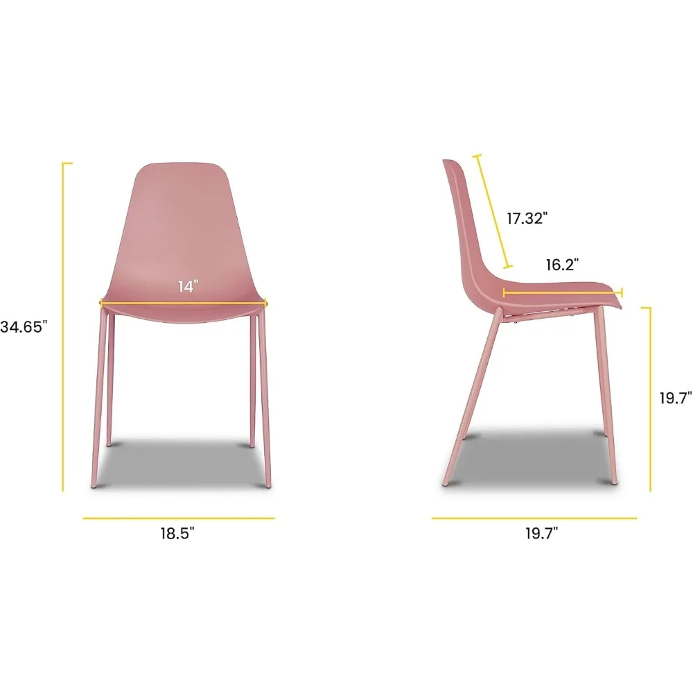 Isla Modern Kitchen Chairs Set of 4 - Plastic Dining Chair with Metal Legs - Quick Assembly Simple Cafe Chairs Plast 3