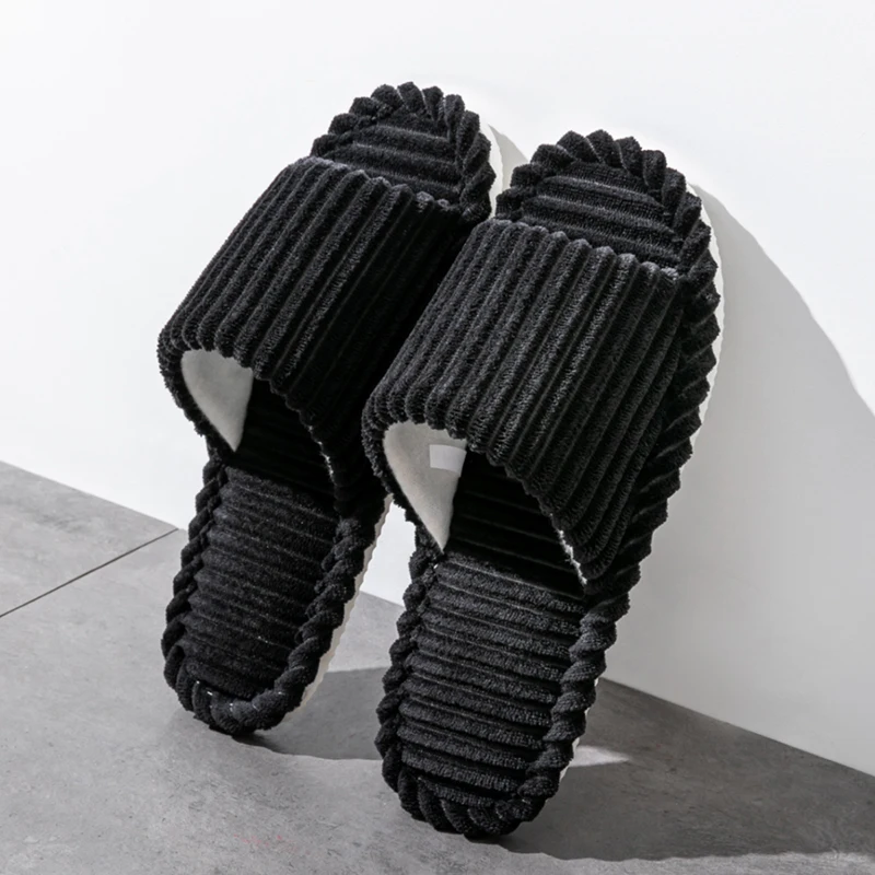 Men's open Toed Slippers Autumn and Winter Indoor Anti slip Breathable Bedroom Silent Couple's home Shoes for Srping and Autunm — view 2