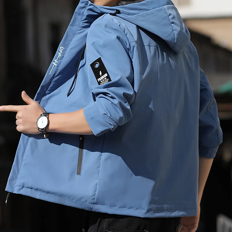 

2023 New Spring and Autumn Men's Windproof Solid Zipper Jacket Casual Camping Adventure Hiking Travel Outdoor Sports Hooded Coat
