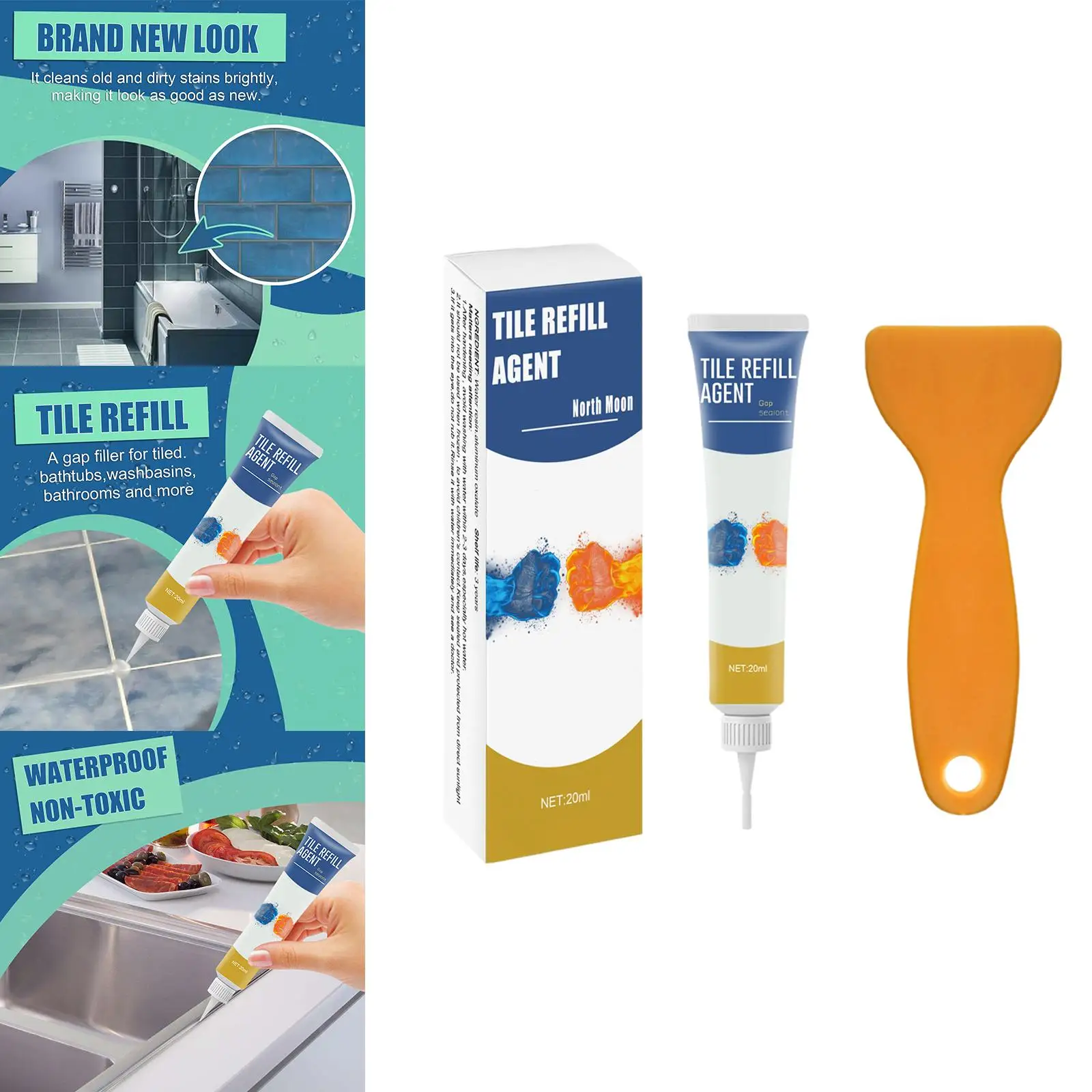 Tile Gap Refill Agent 20ml with Scraper High Adhesion Multifunctional