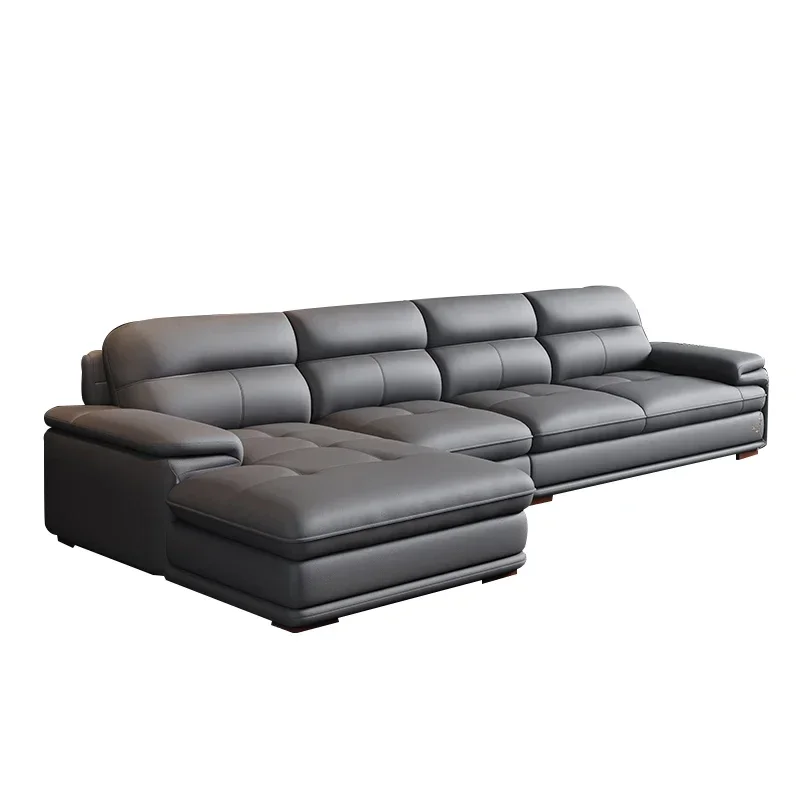 

Leather Sofa Living Room Large and Small Apartment Type First Layer Cowhide Corner Tonality Retro Leather Sofa Combination
