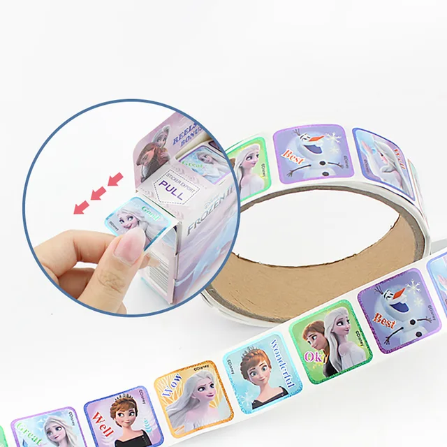 Disney Stickers 200Pcs/Box Removable Cartoon Frozen Mickey Sofia Princess Sticker Kids Girl Children Teacher Reward Toys Gift 4
