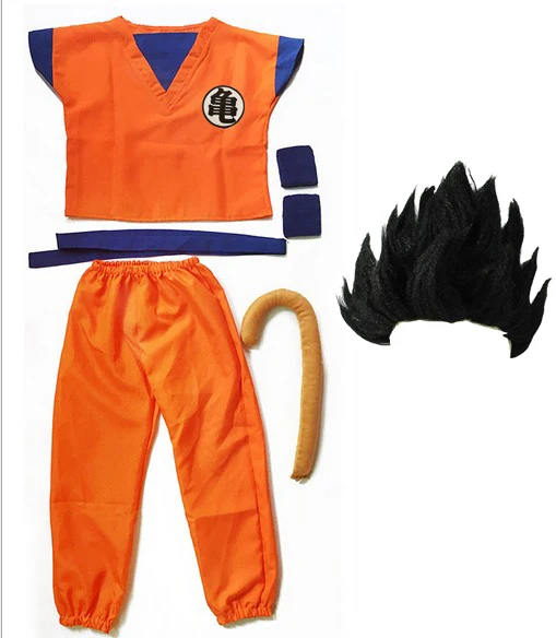 thumbnail image 1 of Disfraces de Halloween para niños y adultos, ropa Z, traje de Goku, disfraces de cosplay, parte superior, pantalón, cinturón, cola, muñeca y peluca, 1 of 5