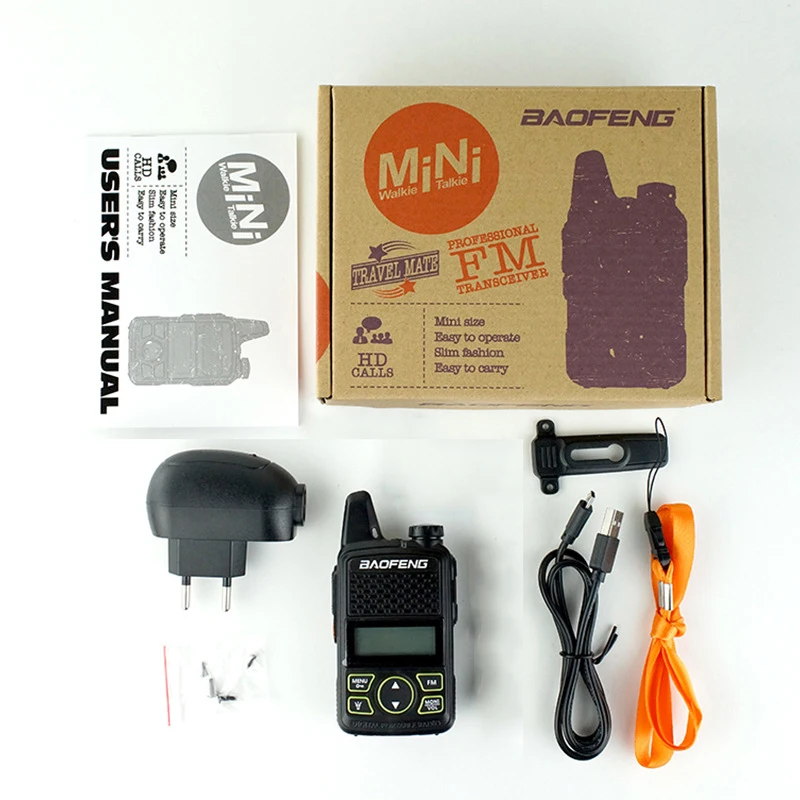 BAOFENG BF-T1 Original Mini Walkie Talkie T1 Small Portable Two Way Radios 5W UHF 400-470MHz 1500mAh FM Radios Waiter Interphone 6