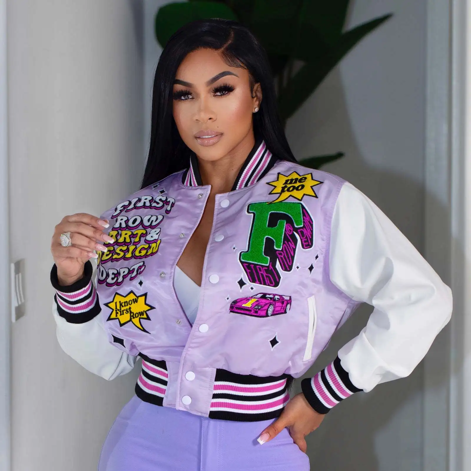 Racing Baseball Varsity Jacket Summer Y2K Streetwear Fashion Clothes Women 2023 Cropped Cyber Racer Jackets Letterman Crop Coat baseball varsity jacket crop tops y2k streetwear winter clothes women 2023 cropped racer patchwork jackets letterman sexy coats