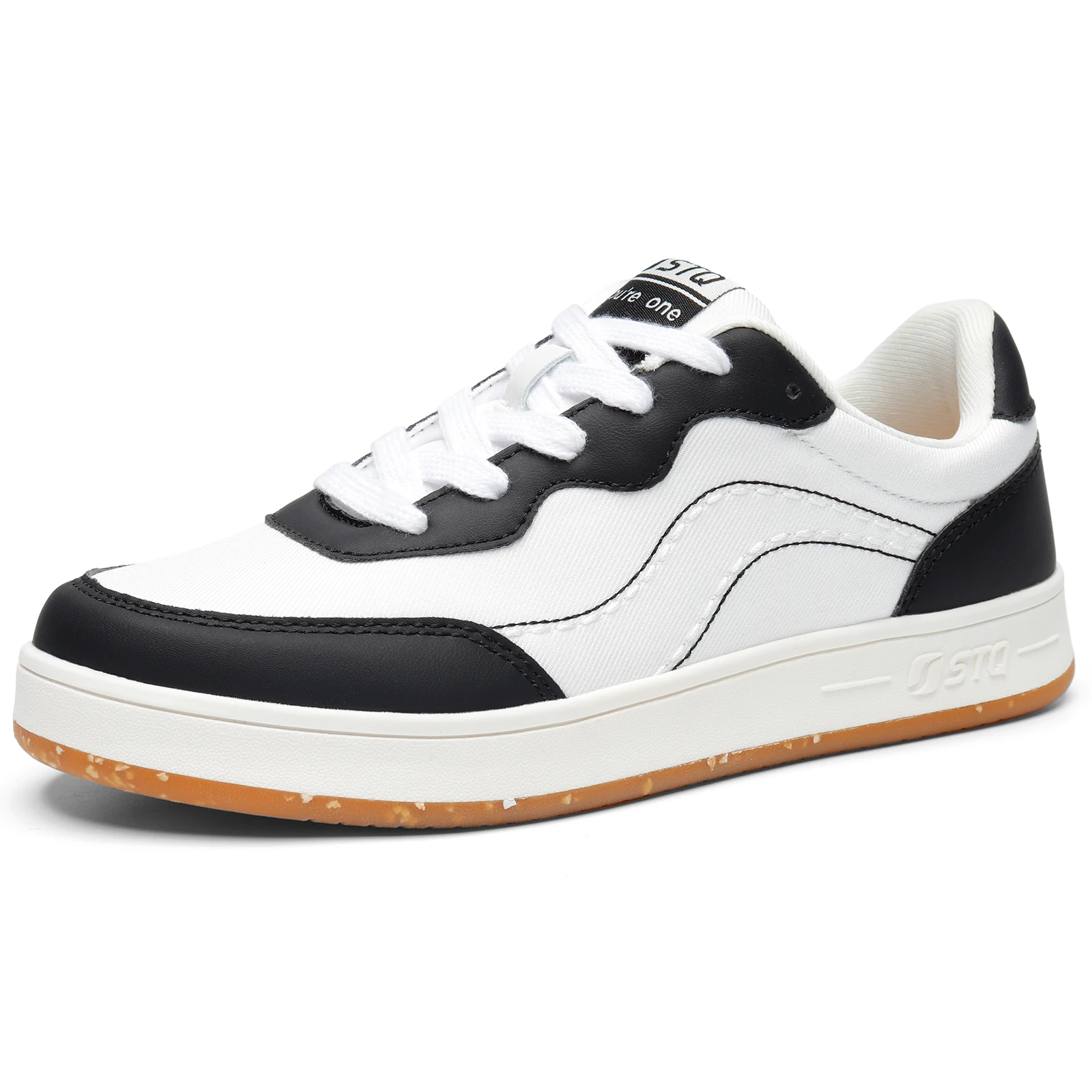 STQ Canvas Shoes for Women Lace Up Tennis Shoes Non Slip Comfortable Walking Sneakers