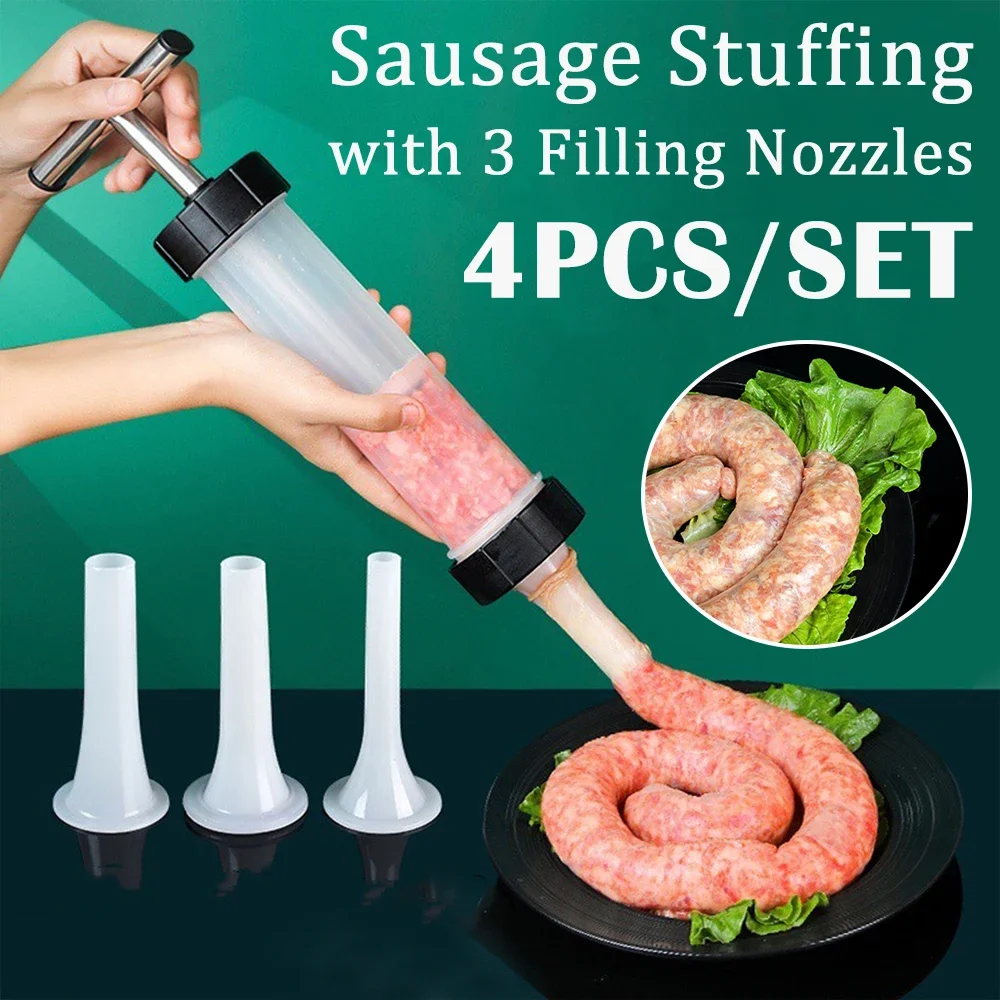 Manual Sausage Stuffing Machine Quick Sausage Filling Stuffer Gadget BPA Free for Making Different Sizes of Sausages