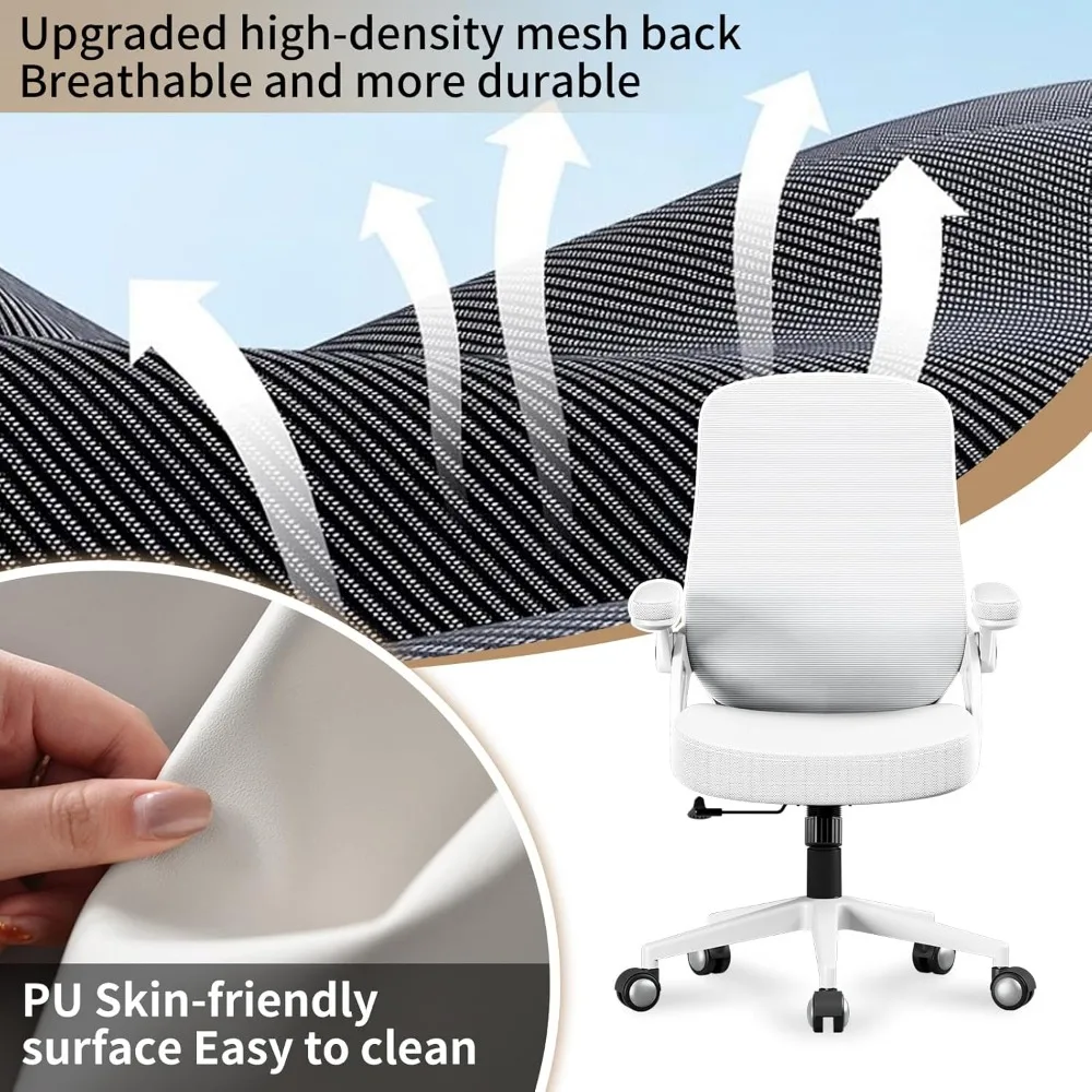 Ergonomic Office Desk Chair, PU Leather Home Office Desk Chair, Mesh Mid-Back Computer, Offices Chairs 3