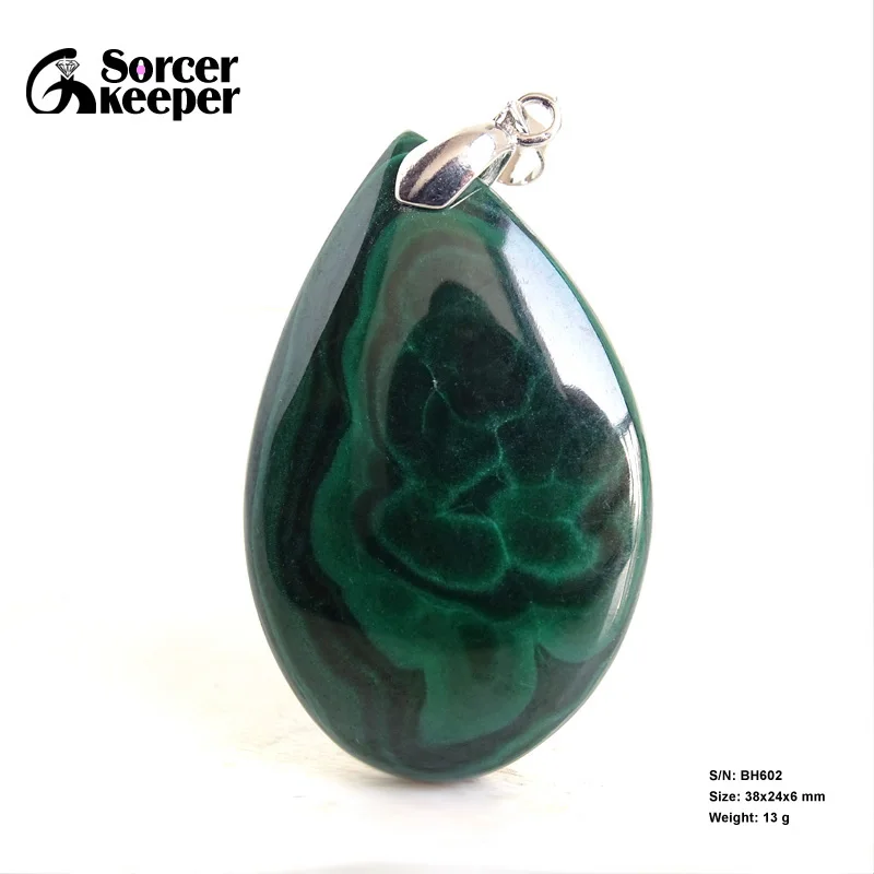 

Натуральный зеленый малахитовый драгоценный камень, подвеска в виде капли воды, неоптимизированная Подвеска из хрусоколлы для женщин и мужчин, ювелирное ожерелье BH602