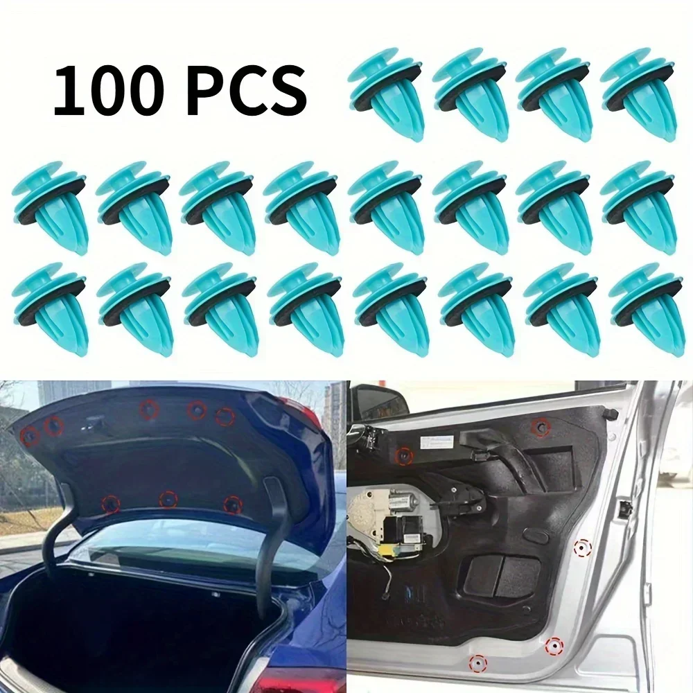 100-20PCS Auto Door Panel Clip with Seal Ring Auto Fastener Rivet Bumper Clip Retainer Car Interior Retaining Accessories