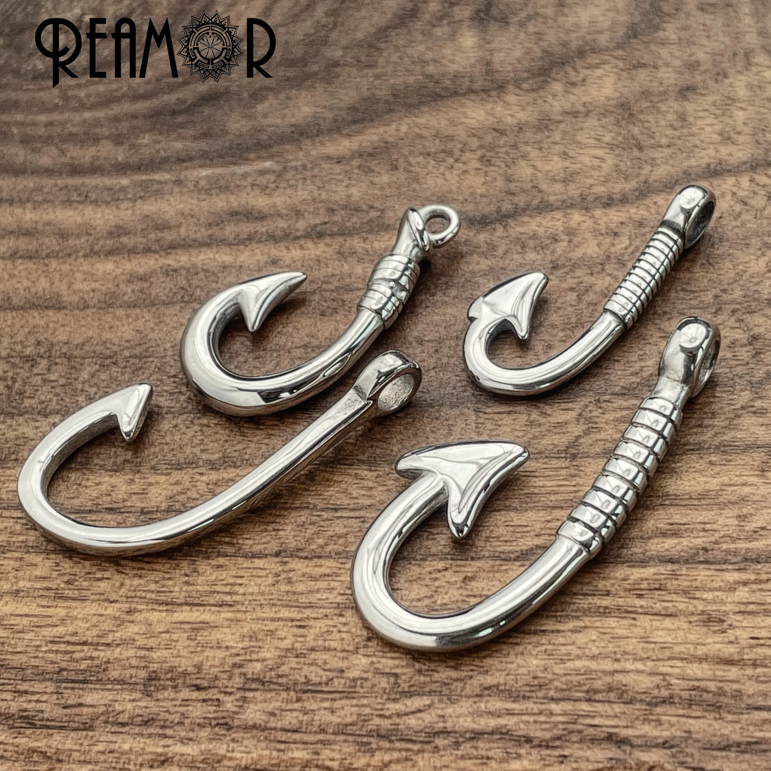 REAMOR 2pc 316L Stainless Steel Fish Hook Leather Bracelet Connectors  Clasps Charms Fit Necklace Pendant DIY Jewelry Accessories