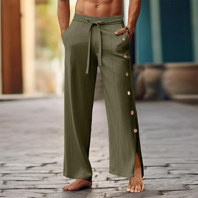【BAON】Recon Color Cotton String Wide Pants Cut Loose Linen Tencel Crop Wide Leg Pant - New Moon Boutique