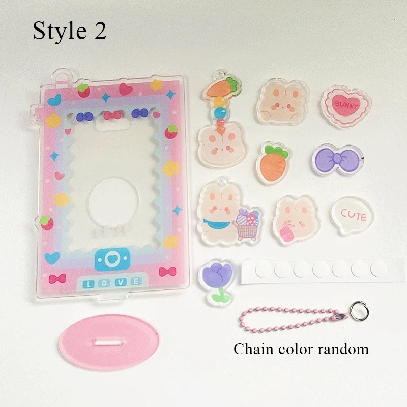 INS Acrylic Photo Frame Cartoon Card Display Stand Photo Holder Protection Card Sleeve Desktop Decor School Stationery