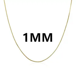 Gold - Plated Sterling Silver Necklace - Elegant 1mm Box Chain - 45cm (Gold)