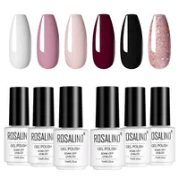 ROSALIND Pink Series 6Pcs/kits Nail Gel Polish Set Trendy Shiny Bright Gel Polish Set For Salon Nail Set Need LED/UV Lamp 1