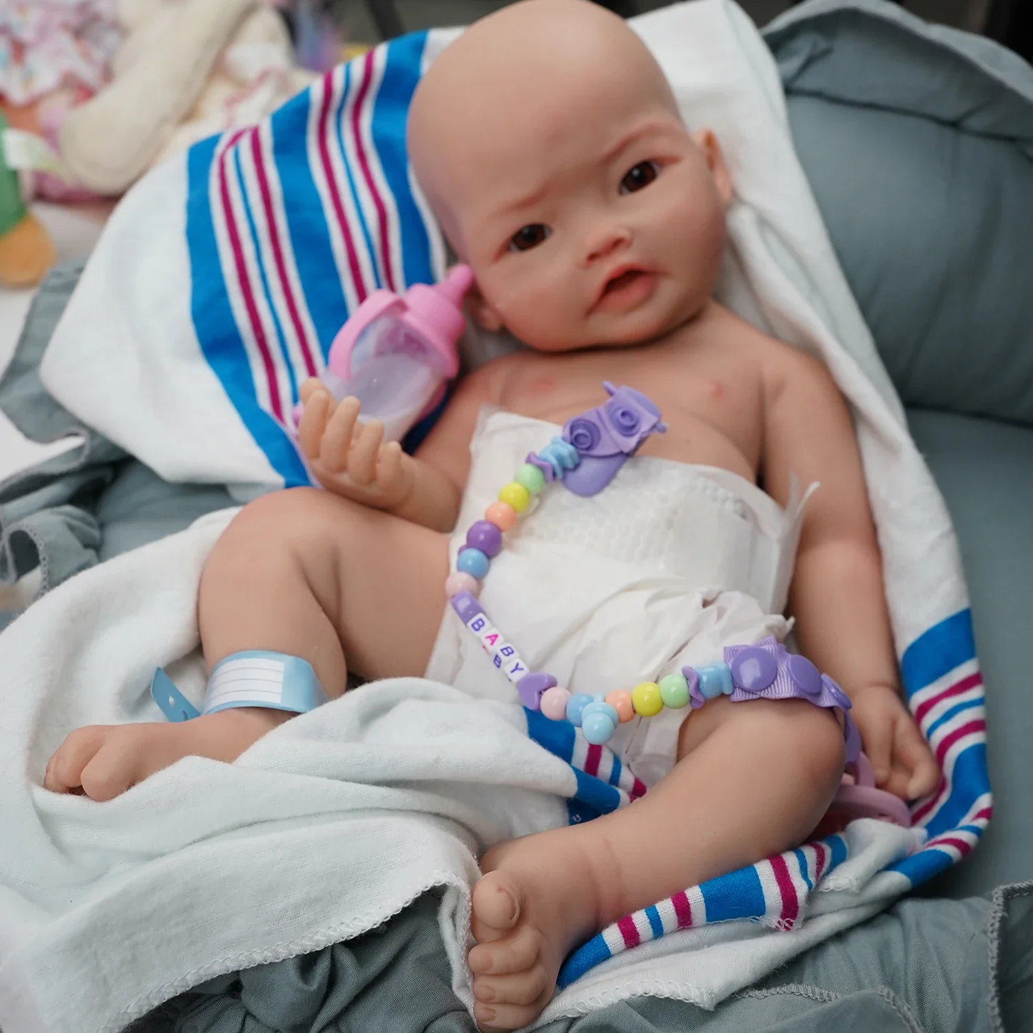 17″  Full Soft Silicone Reborn Baby Dolls, Realistic Newborn Baby Doll, Not Vinyl Dolls