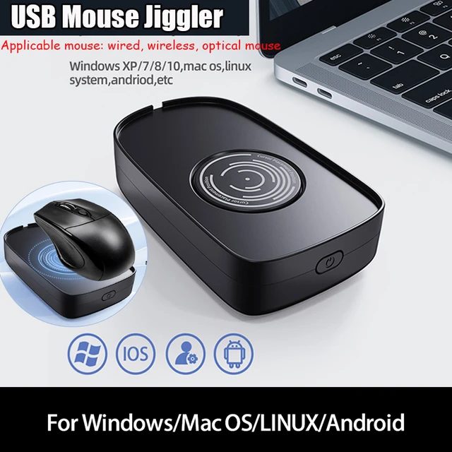 USB Mouse Jiggler with Button Driver-Free Mouse 5V 1A Wired Wireless Mouse  Compatible for Computer Awakening for Keeps PC Active