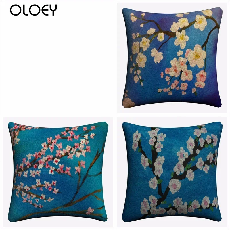 

Classic Flower Pattern Linen Soft and Comfortable Pillowcase Size 45cmx45cm Home Bedroom Office Hotel Car Decoration Pillowcase.