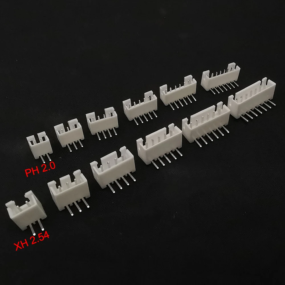 50Pcs XH 2,54 PH 2,0 2P 3P 4P 5P 6P 7P 8P 9P 10P 12 Pin Stecker Rechten Winkel Elektrische Draht Stecker Pin Header für PCB JST