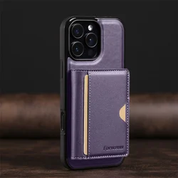 2 - in - 1 Magnetic Wireless Charging PU Leather Phone Case for iPhone 13 Mini (PURPLE)