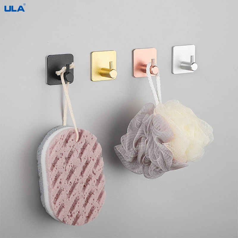 Adhesive Hook Clothes Hook Towel Hook Multi-purpose Wall Door Key Rack Kitchen Bathroom Towel Robe Hanger Aluminum Rack