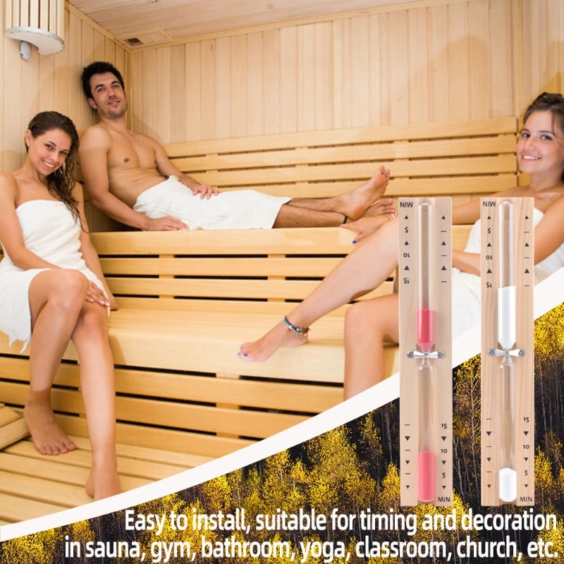 Wood Wall-mounted Sauna Hourglass Timer Portable Rotating Accurate Scaled Sandglass Home Bathroom Bath House Glass Sand Clock 5