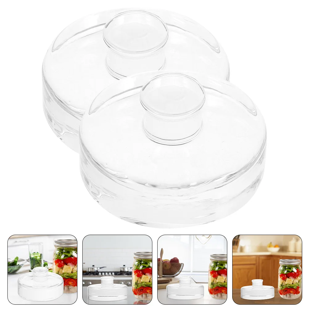 

2 Pcs Fermented Glass Weights Wide Mouth Jars Small Fermenting Fermentation Mason Lids for Multi-function
