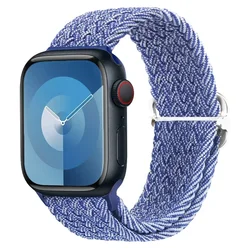 Braided Elastic Nylon Solo Loop Watch Band - Versatile Size Options Bracelet Strap - 38 - 40 - 41 - S10 42mm (22 metallic blue)