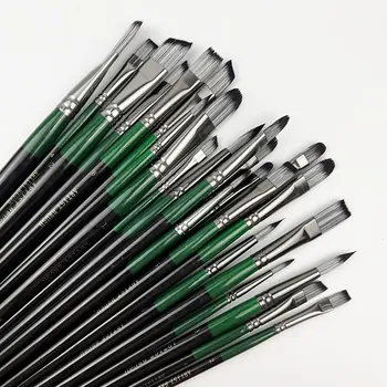 Set di pennelli professionali per artisti da 6/24 pezzi: varie forme, inclusi pennelli rotondi, filbert, piatti e angolari per dettagli per olio 1