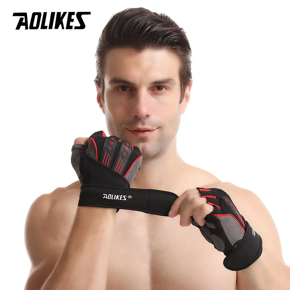 Shockproof Pad Cycling Gloves Half Finger Sport Gloves for Men Women Summer Bicycle Gym Fitness MTB Bike AOLIKES