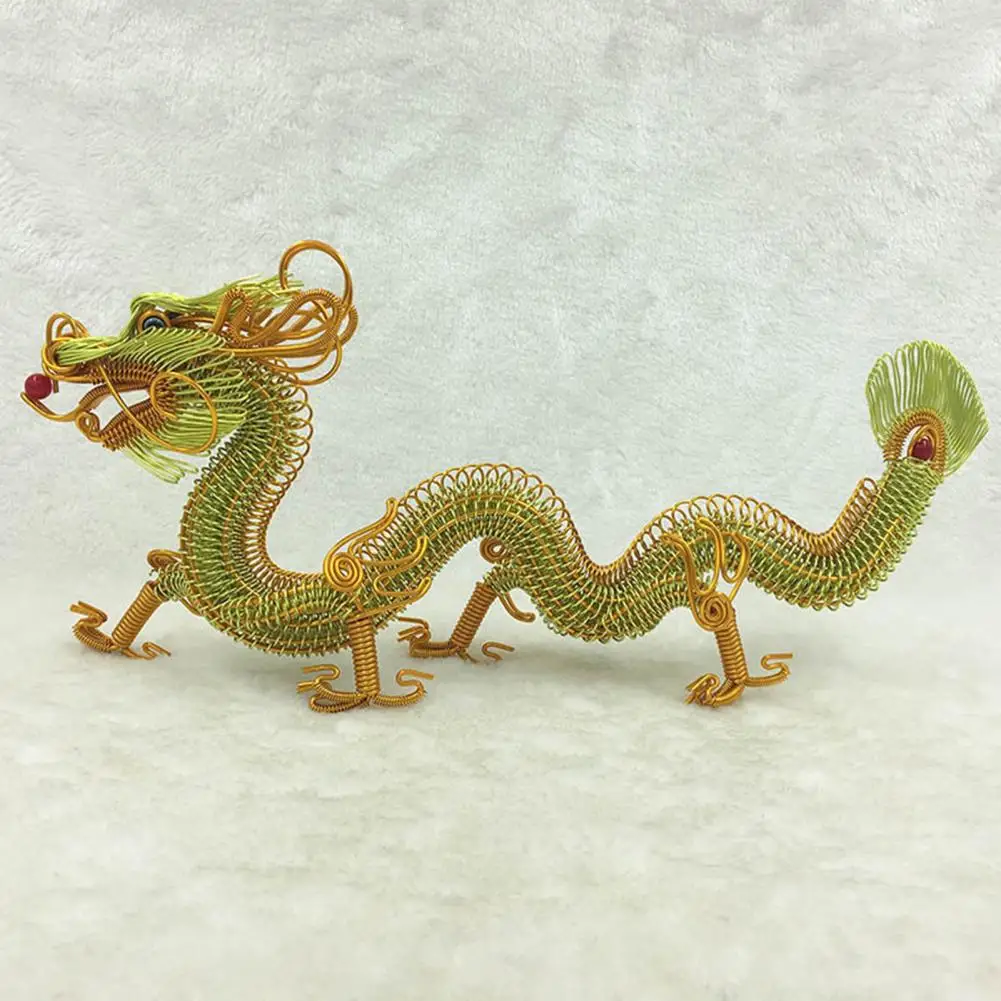 

Фигурка китайского дракона из алюминиевой проволоки, замысловатый дизайн дракона, миниатюрное украшение для автомобиля, дома и офиса