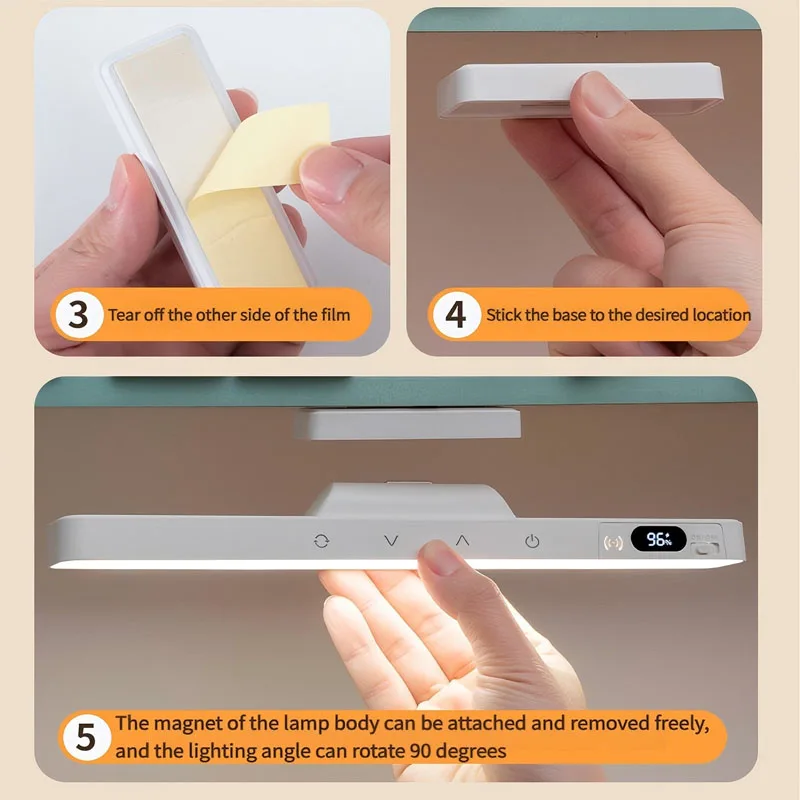 Touch Table Lamp Magnetic Desk Lamp Dimmable Bulit 2500mAh Battery for Reading Cabinet Mirror Bedside Rechargeable Night Lights