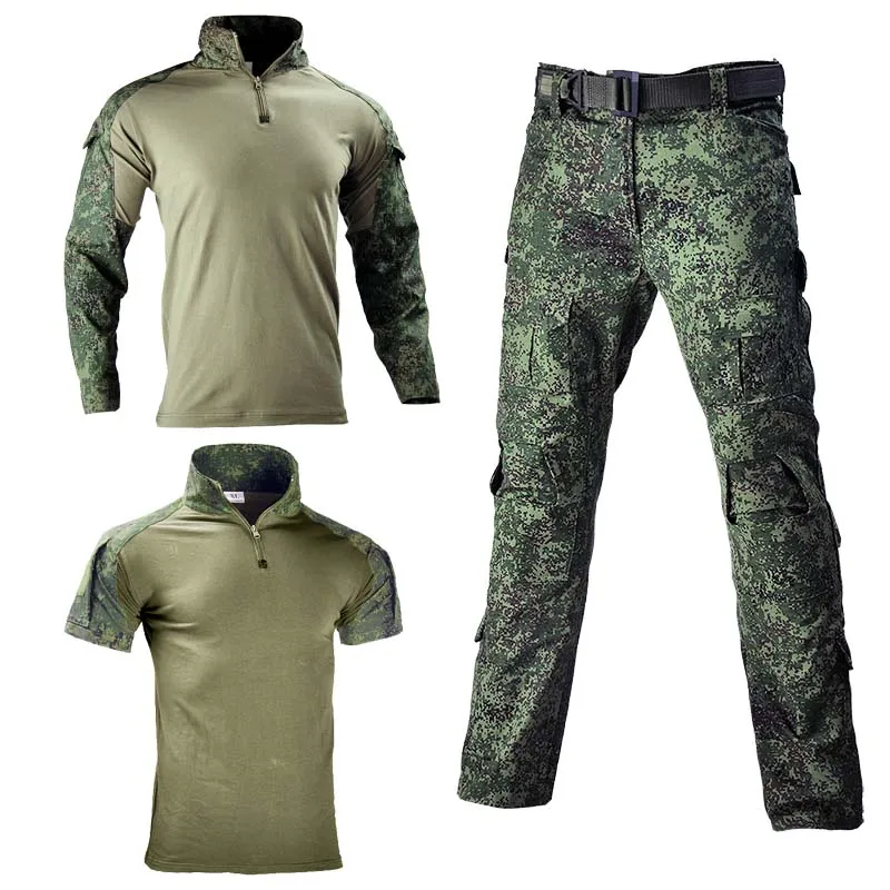

Russia CP Men Tactical Camo Military Uniform US Airsoft Paintball Training Clothing Combat Shirt Cargo Pants with Pads Safari