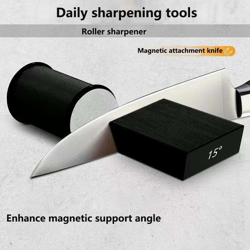 Rolling Knife Sharpener Magnetic Knife Holder Diamond Sharpening Stone 15 & 20 Degree Roller Sharpening Kitchen Knives Tool