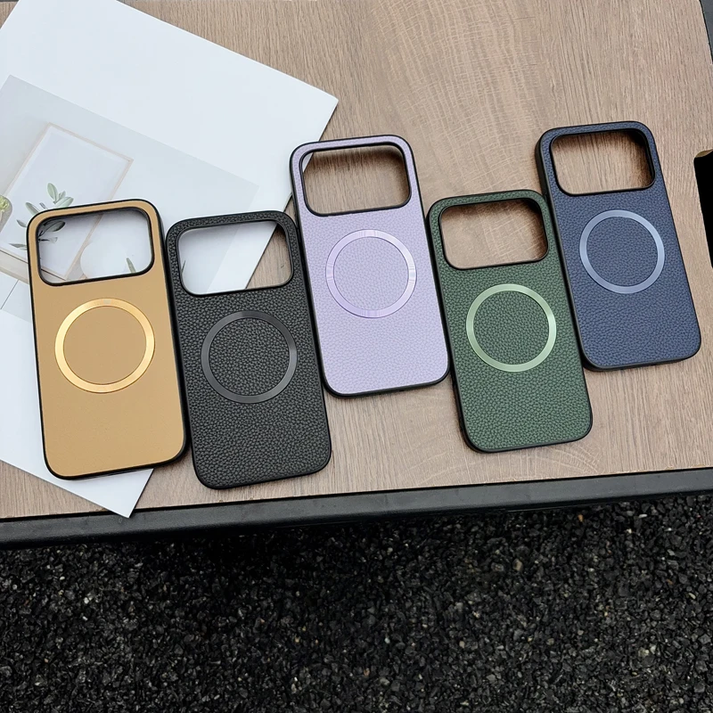 Premium Lichee Pattern PU Leather Magnetic Phone Case - Anti-Fall Protection