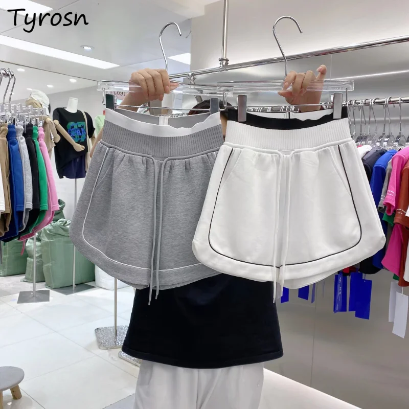 

Shorts Women Sporty Simple All-match Fashion Summer Breathable Korean Style Ladies Empire Leisure Basic Patchwork Panelled New