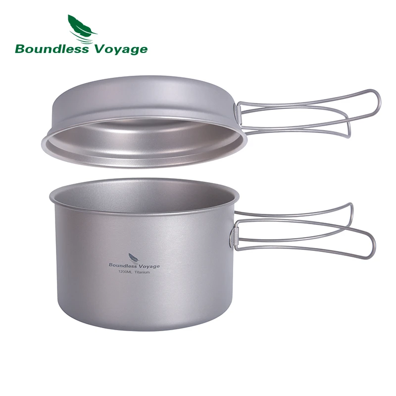 Boundless Voyage Titanium Pot & Frying Pan Backpacking Pot with