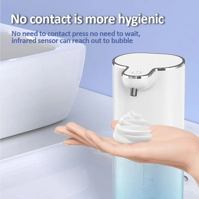 400ml Automatic Foam Soap Dispensers 4-Gears Smart Washing Hand Machine USB Charging for Bathroom