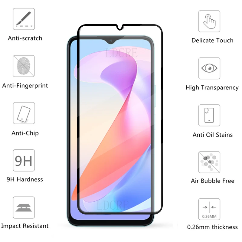 6-in-1 For Honor X6A Glass For Honor X6A Tempered Glass Full Glue Screen Protector Huawei Honor X6A X8 X8A 5G 70 Lite Lens Glass