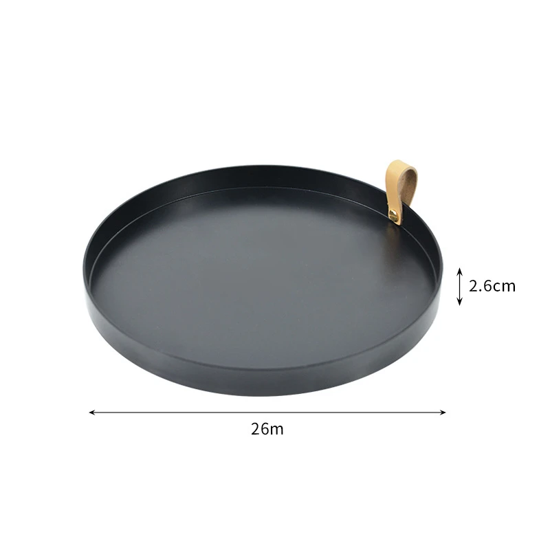 Home Desktop Storage Disk Cosmetics Set Restaurant Hotel Decoration AhunderJiaz Nordic Leather Round Tray Trays