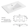 1pc 30inch Porcelain Ceramic Vanity Sink Top, Surface Bathroom Vessel Sink Basin with Single Faucet Hole, Rectangular, Glossy W 6